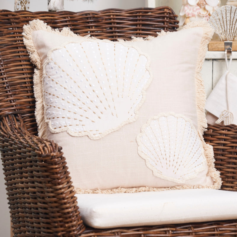 Golden Shores Scallop Decorative Pillow