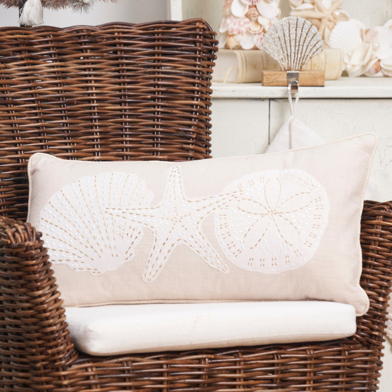 Golden Shores Shells Decorative Pillow