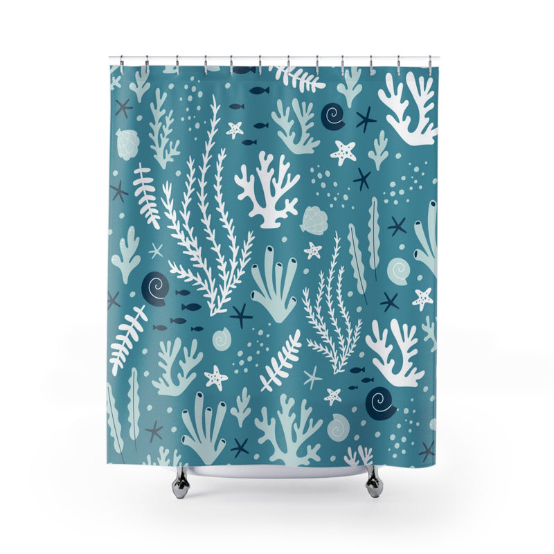 Aqua Coral Shower Curtain