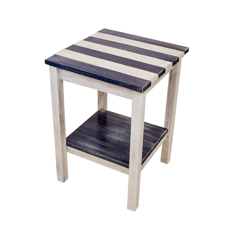 Navy Stripes Square End Table