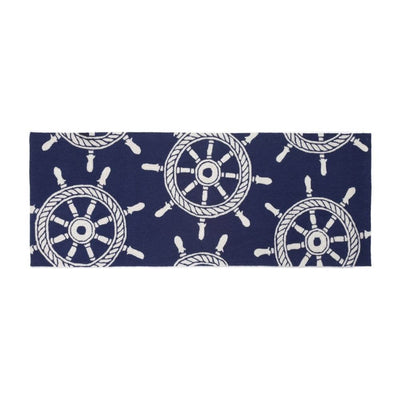 Navy Wheel Rug