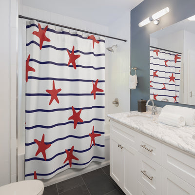 Starfish Stripe Shower Curtain
